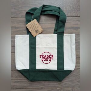Trader Joe's Canvas Mini Tote Bag GREEN